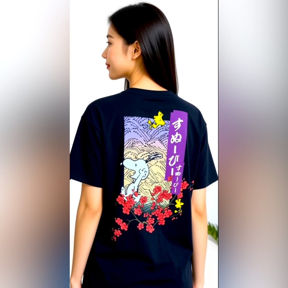 Snoopy & Woodstock Peanuts Japan Cherry Blossom T-Shirt Men’s Size M Sakura